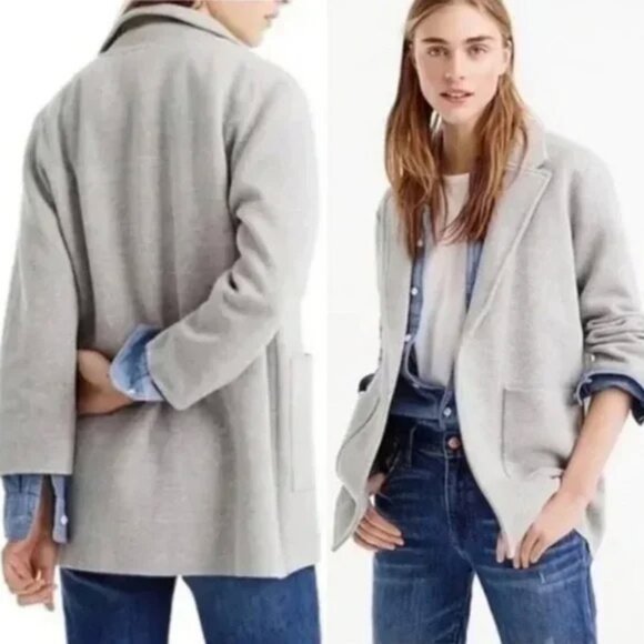 J. Crew Jackets & Blazers - J.Crew Sophie Open Front Sweater Knit Blazer Jacket M Gray Grey Merino Wool $168